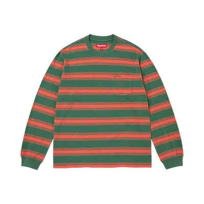 Pre-owned Supreme Stripe Pocket Long-sleeve Top 'green' | Men's Size Xxl