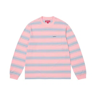 Pre-owned Supreme Stripe Pocket Long-sleeve Top 'pink' | Men's Size S