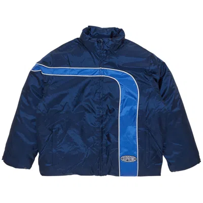 Pre-owned Supreme Stripe Puffer Jacket 'navy' | Blue | Men's Size Xxl