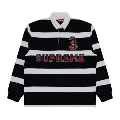 Pre-owned Supreme Stripe Rugby 'black' | Men's Size L