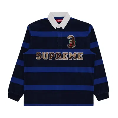Pre-owned Supreme Stripe Rugby 'navy' | Blue | Men's Size S