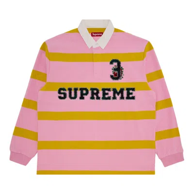 Pre-owned Supreme Stripe Rugby 'pink' | Men's Size Xl
