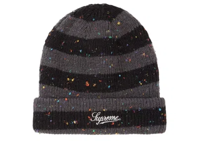 Pre-owned Supreme Stripe Speckle Beanie In Black