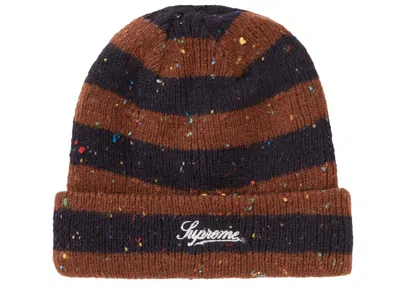 Pre-owned Supreme Stripe Speckle Beanie In Navy Blue