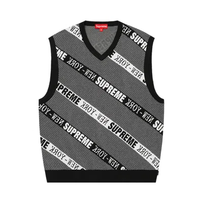Pre-owned Supreme Stripe Sweater Vest 'black'