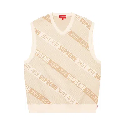 Pre-owned Supreme Stripe Sweater Vest 'white' | Cream | Men's Size L