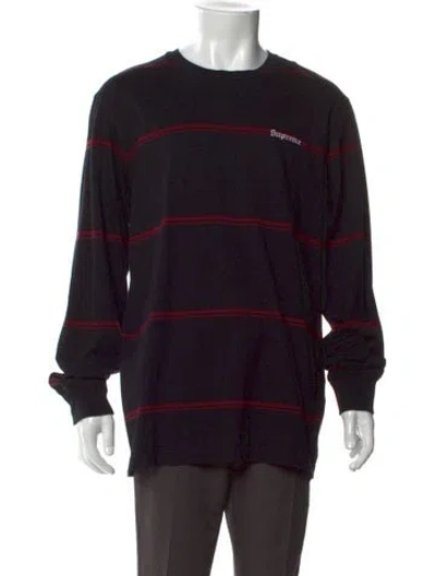 Pre-owned Supreme Striped Crew Neck Sweatshirt In Black