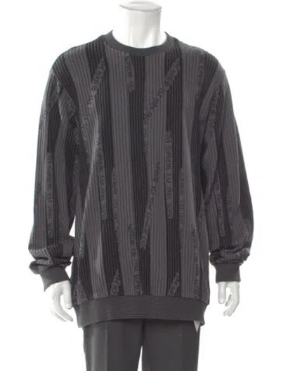 Pre-owned Supreme Striped Crew Neck Sweatshirt In Gray