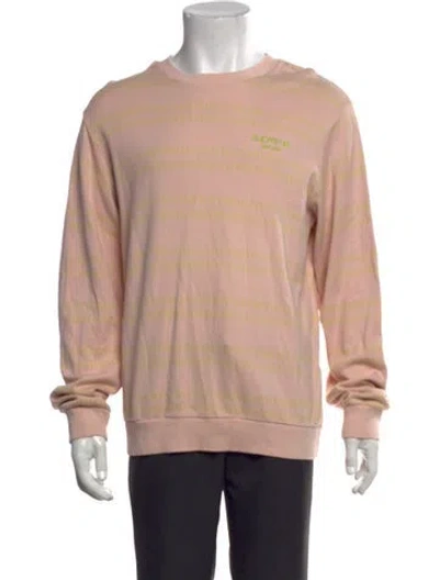 Pre-owned Supreme Striped Crew Neck Sweatshirt In Pink