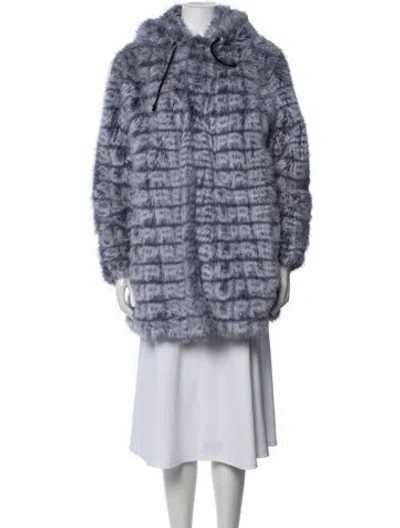 Pre-owned Supreme Striped Faux Fur Coat In Blue