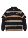 Supreme Striped Thermal Polo Shirt In Black