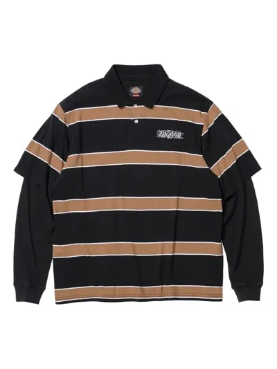 Supreme Striped Thermal Polo Shirt In Black