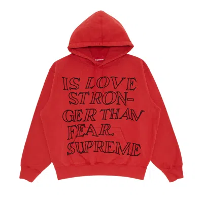 Pre-owned Supreme Stronger Than Fear Hooded Sweatshirt 'burnt Red' | Men's Size M