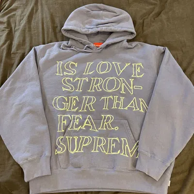 Pre-owned Supreme Stronger Than Fear Hooded Sweatshirt Purple Medium In Dark Purple