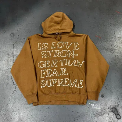 Pre-owned Supreme Stronger Than Fear Hoodie(brown)(size:m)