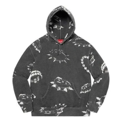 Supreme Studded Collars Hooded Sweatshirt 'grey White' In Gray
