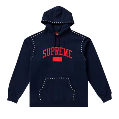 Pre-owned Supreme Studded Hooded Sweatshirt 'navy' | Blue | Men's Size L