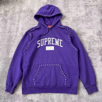 Pre-owned Supreme Studded Hoodie Fw18 In Blue