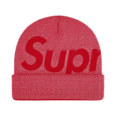 Pre-owned Supreme Studded Knockout Big Logo Beanie 'red' | Men's Size Onesize