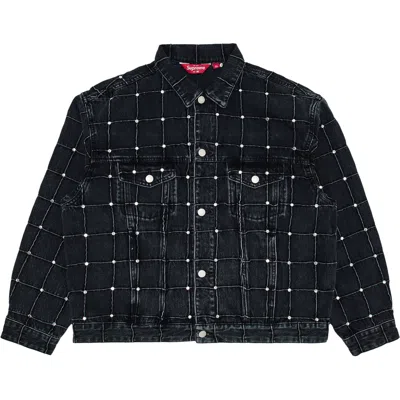 Pre-owned Supreme Studded Seam Denim Trucker Jacket 'black' | Men's Size L