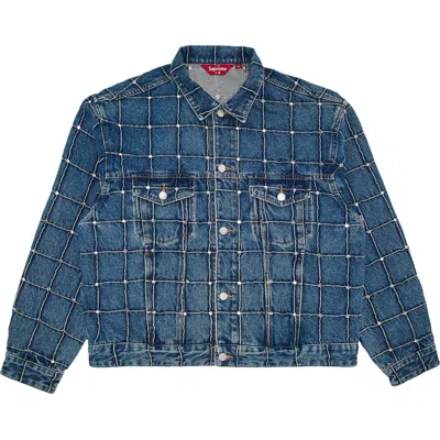 Pre-owned Supreme Studded Seam Denim Trucker Jacket 'blue' | Men's Size M