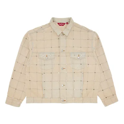 Pre-owned Supreme Studded Seam Denim Trucker Jacket 'natural' | Cream | Men's Size S In White