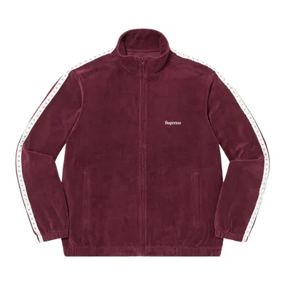 Pre-owned Supreme Studded Velour Track Jacket 'burgundy' In Red