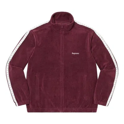 Supreme Studded Velour Track Jacket 'burgundy White'