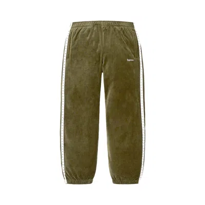 Pre-owned Supreme Studded Velour Track Pant 'olive' In Green