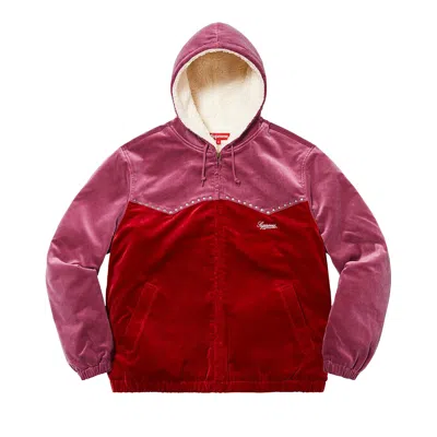 Pre-owned Supreme Studded Velvet Hooded Work Jacket 'red'