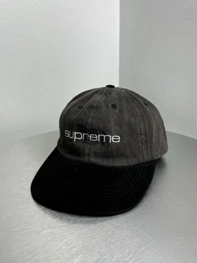 Pre-owned Supreme Suede Logo 6-panel Strapback Hat Ss18
