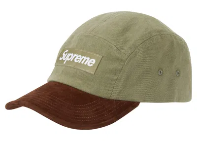 Pre-owned Supreme Suede Visor Camp Cap In Light Olive In Green