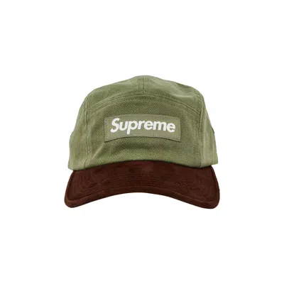 Pre-owned Supreme Suede Visor Camp Cap 'light Olive' In Green