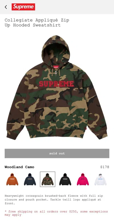 Pre-owned Supreme Suprme Collegiate Applique Zip Up Hooded Swetshirt In Multi
