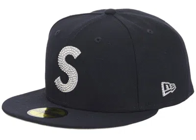 Pre-owned Supreme Swarovski S Logo New Era 59fifty Fitted Hat In Navy Blue
