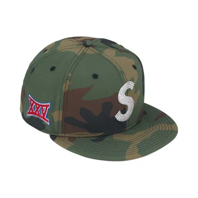 Pre-owned Supreme Swarovski S Logo New Era 'woodland Camo' | Green | Men's Size 7.375