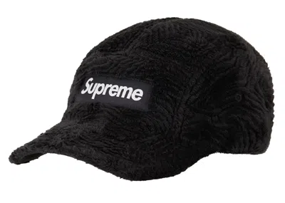 Pre-owned Supreme Swirl Fleece Camp Cap In Black