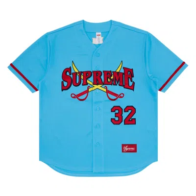 Pre-owned Supreme Swords Baseball Jersey 'blue' | Men's Size L
