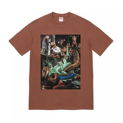 Supreme T-rex Graphic-print T-shirt In Brown