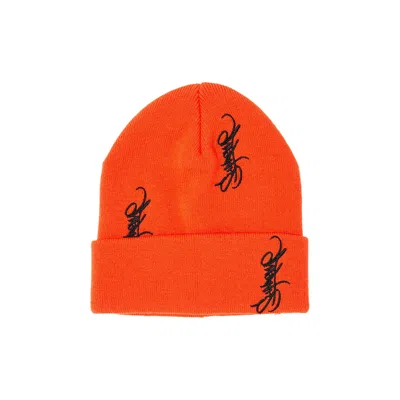 Pre-owned Supreme Tag Beanie 'bright Orange'