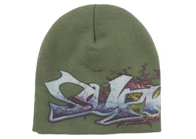 Pre-owned Supreme Tag Beanie (fw25) In Green