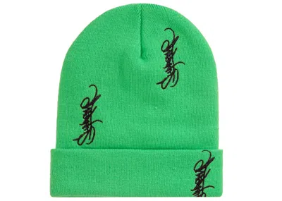 Pre-owned Supreme Tag Beanie Green In Lime