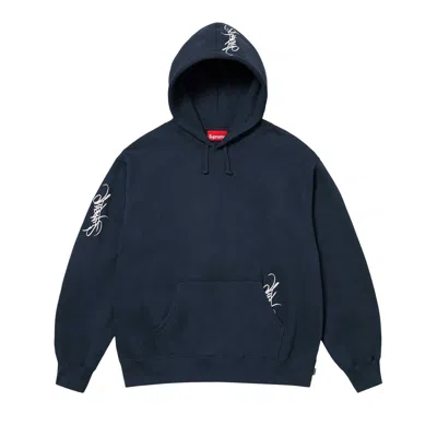 Pre-owned Supreme Tag Hooded Sweatshirt 'navy' | Blue | Men's Size L