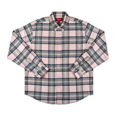 Pre-owned Supreme Tartan Flannel Shirt 'pale Pink' | Men's Size M