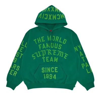 Pre-owned Supreme Team Flocked Hooded Sweatshirt 'green'