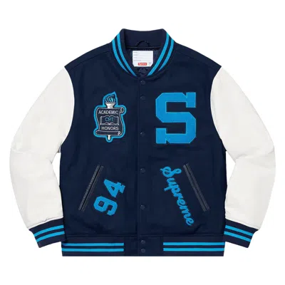 Pre-owned Supreme Team Varsity Jacket 'navy' | Blue | Men's Size Xl