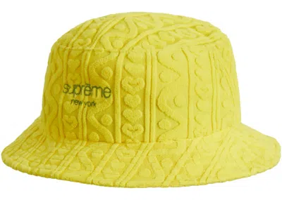 Pre-owned Supreme Terry Pattern Crusher Hat In Yellow