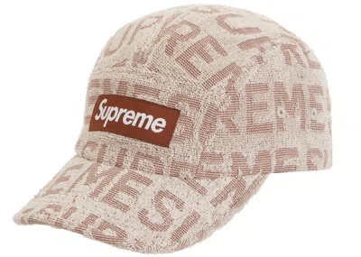 Pre-owned Supreme Terry Spellout Camp Cap In Beige