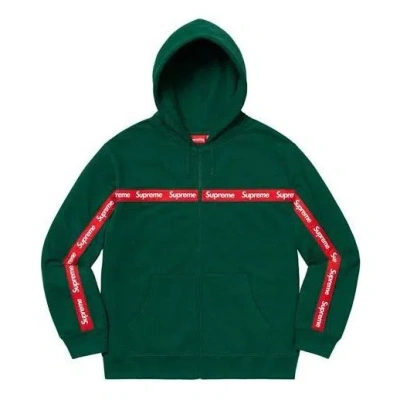Supreme Text Stripe Zip Up Hooded Sweatshirt 'green'