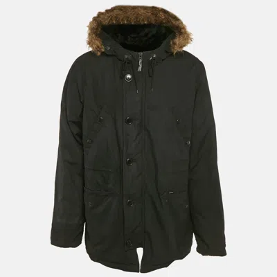 Pre-owned Supreme The British Millerain Black Shearling Trim Cotton Jacket Xl